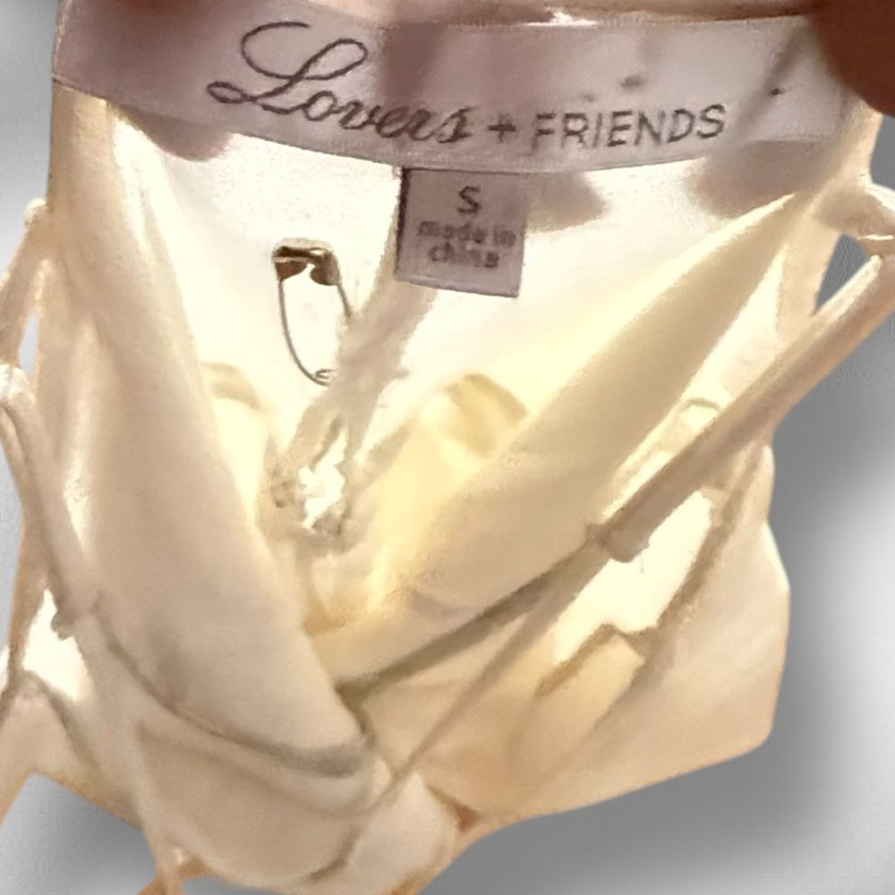 Lovers & Friends Elegant Wrap Cream Mini Dress with Fringe - Picture 6 of 6